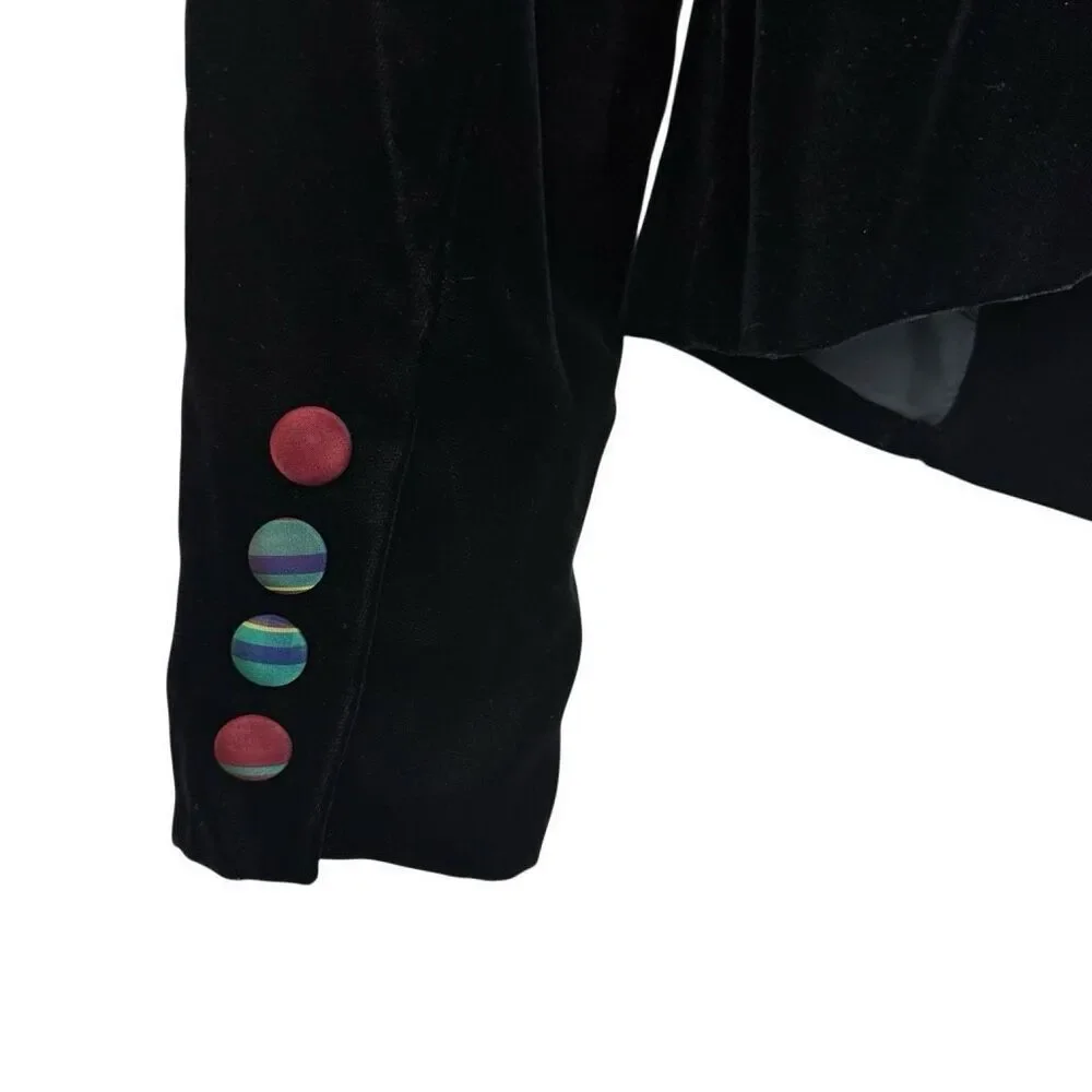 Vintage Charter Club Black Velvet Classic Holiday Blazer W/Covered Buttons Size4